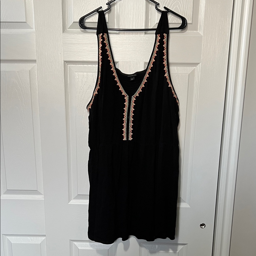 Torrid Black Tank Top with Pink Embroidery